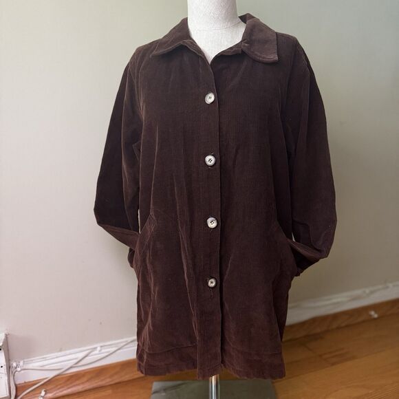 Appleseeds Women’s VTG Corduroy Shirt Petite Dark Academia Preppy Brown 12P - Picture 1 of 16